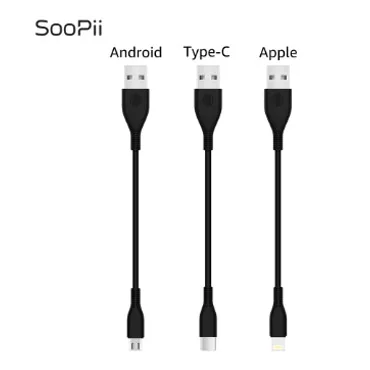SooPii для Lightning iPhone короткий кабель 9 дюймов Micro usb type C короткие кабели для многопортовой зарядной станции 6 шт
