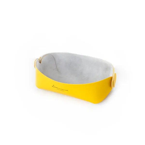 yellow large Настольная коробка для хранения из искусственной кожи, органайзер для макияжа, косметический контейнер для ювелирных изделий, ретро чехол для хранения на кнопках INS, украшение для дома - Цвет: yellow large
