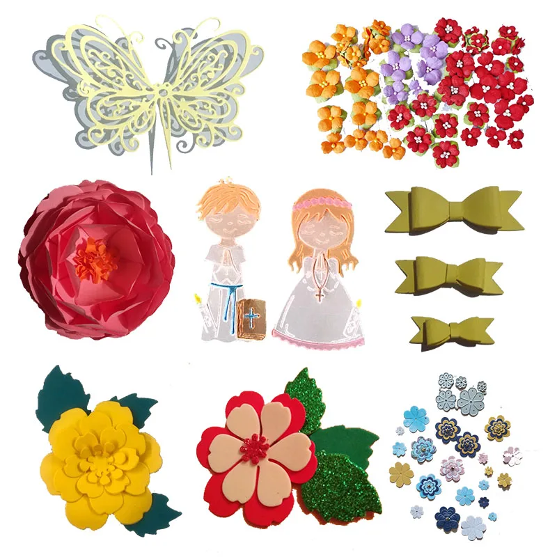

Flowers Butterfly Knot Lovely Boy Girl Metal Cutting Dies Scrapbooking DIY Crafts Card Album Making Embossing Stencil New 2021