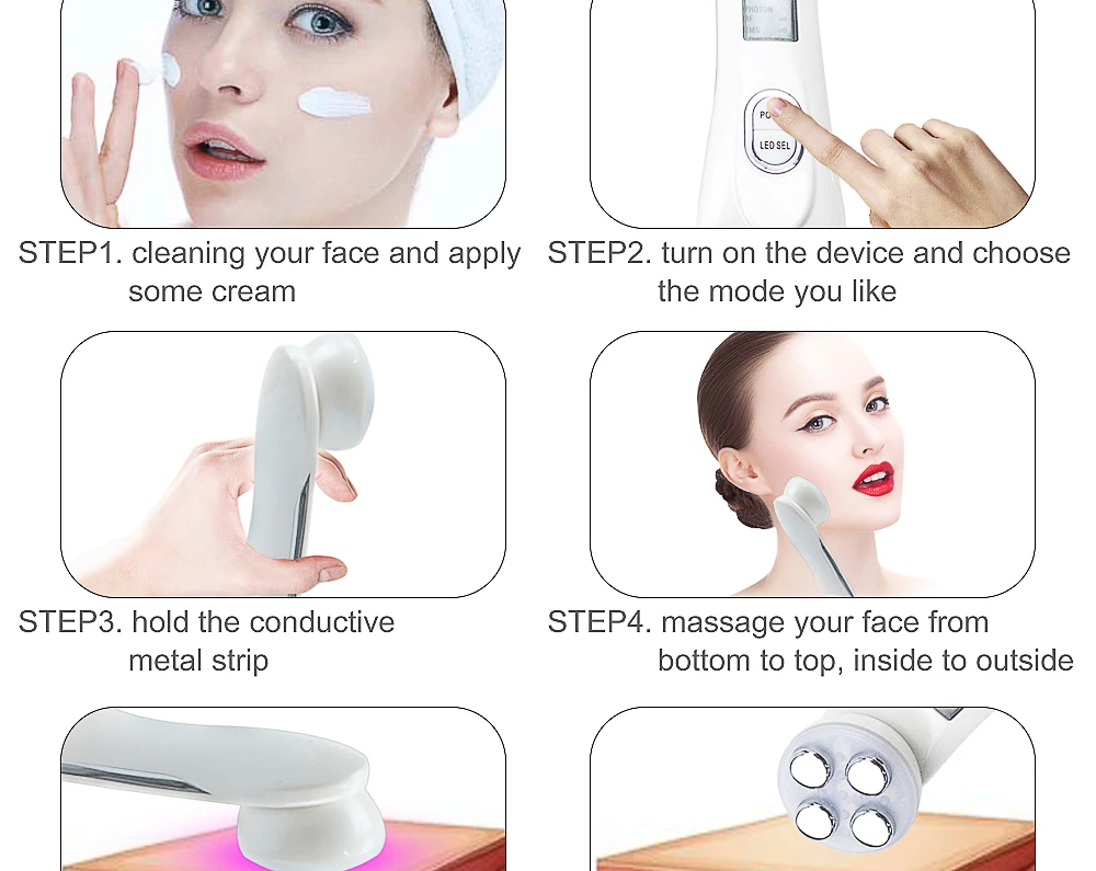 Licheng RF Beauty Device EMS LED Photon Electroporation Skin Tighten Rejuvenation Wrinkle Removal Face Lifting Massager Anti-age
