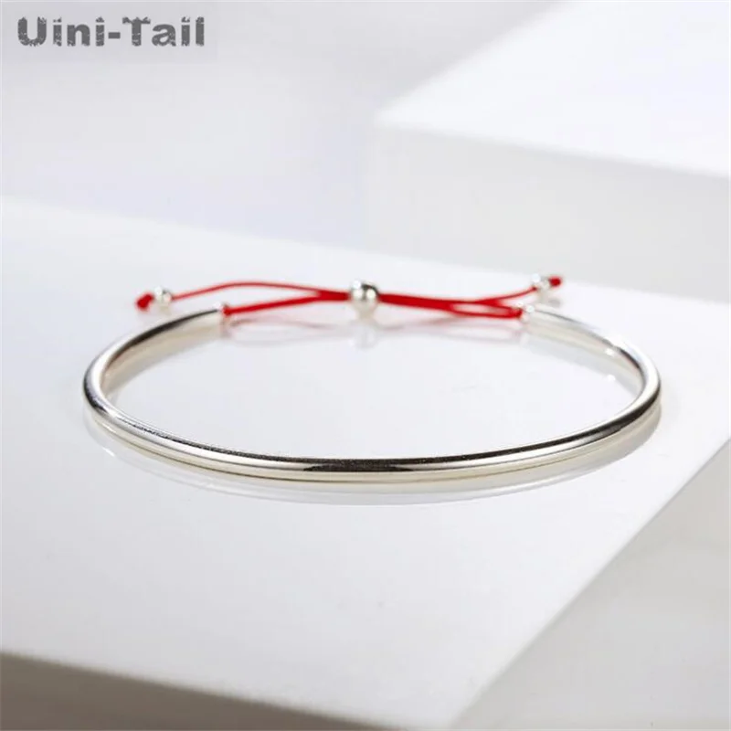 Uini-Tail – bracelet ouvert en argent tibétain 925, nouveau style, nœud de ficelle rouge chinois, tendance, bijoux doux et romantiques, offre spéciale