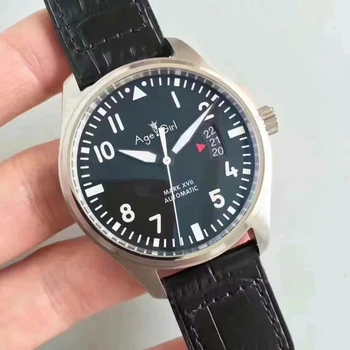

Classic New Men Automatic Mechanical Pilot MARK XVII Brown Leather Stainless Steel Sapphire Date Silver Black Blue Watch