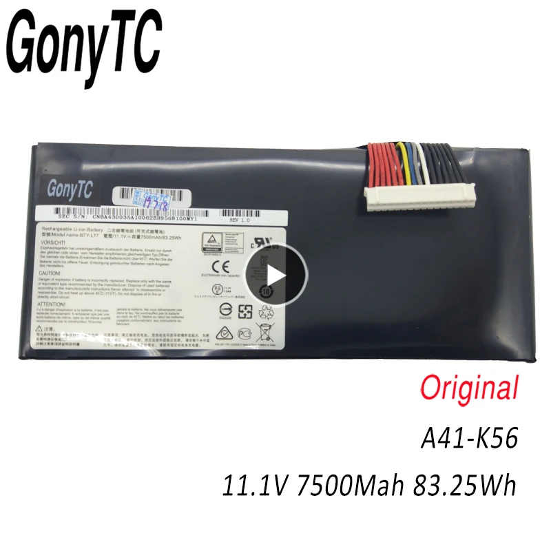 GONYTC BTY-L77 Laptop Battery For MSI GT72 2QD GT72S 6QF GT80 2QE GT80S WT72 MS-1781 MS-1783 2PE-022CN 2QD-1019XCN 2QD-292XCN | Компьютеры