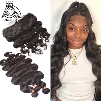 

8-28 30 Inch Brazilian Hair Weave Body Wave Human Hair 3 4 Bundles With Lace Frontal Remy Hair