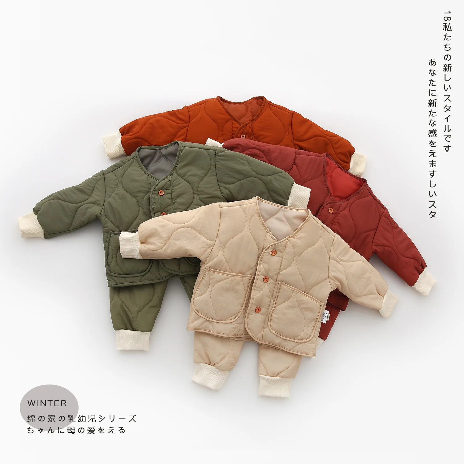 Goedkoop Winter Fall Pasgeboren Zuigelingen Baby Meisjes Jongens Set Kleding Warme Jas + Broek Babykleding Kleding Pak Katoen Thuis en slaap Slijtage