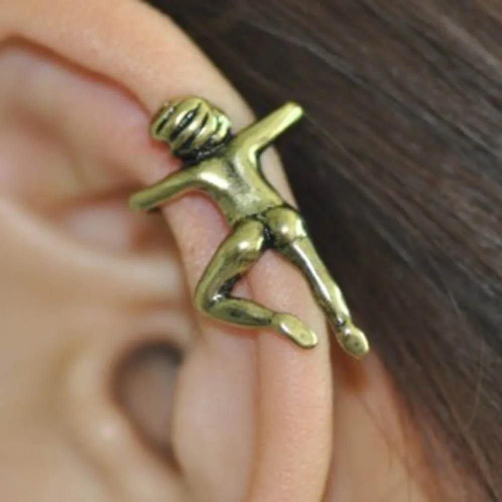 

Fashionable Beautiful No Ear Hole Personality Jewelry Climb Villain Ear Clip On Earring Two Colors Wholesale