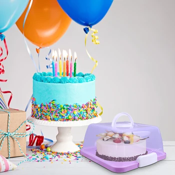 

1Pc 8 Inch Cake Box With Handle Portable Hand Held Cake Safety Box Transparent Birthday Cake Boxes And Packaging Bakery Baking