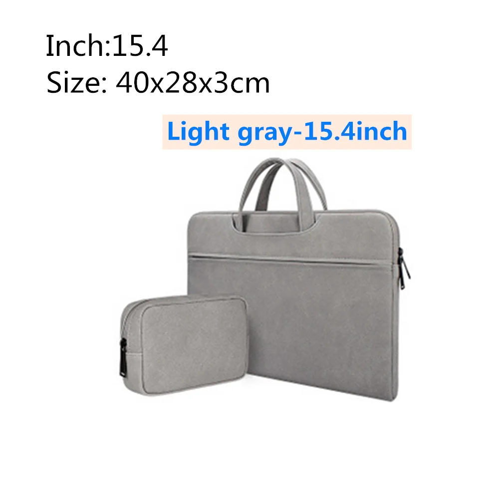 Light gray-15.4inch Женские Водонепроницаемый Ноутбук Сумки из натуральной кожи 13,3 14,1 15,4 15,6 дюймов Сумка для ноутбука Apple сумка для ноутбука macbook просо pro мешок вкладыш 15,6 - Цвет: Light gray-15.4inch