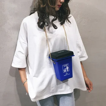 

Purse Fashion Garbage Classification Trash Can Bag Female 2019 New PU Chain Bag Single Shoulder Messenger Bag Packet New