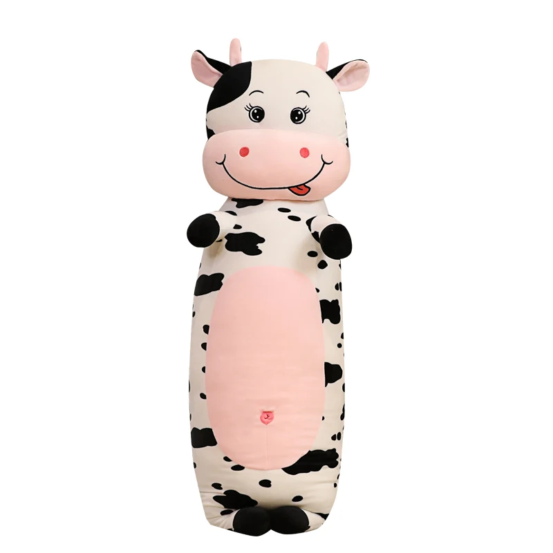 80/100/120cm Huge Long Cute Cow Plush Pillow Toys Cartoon Soft Zodiac  Cattle Plush Doll Sleep Cushion Baby Kids Birthday Gift