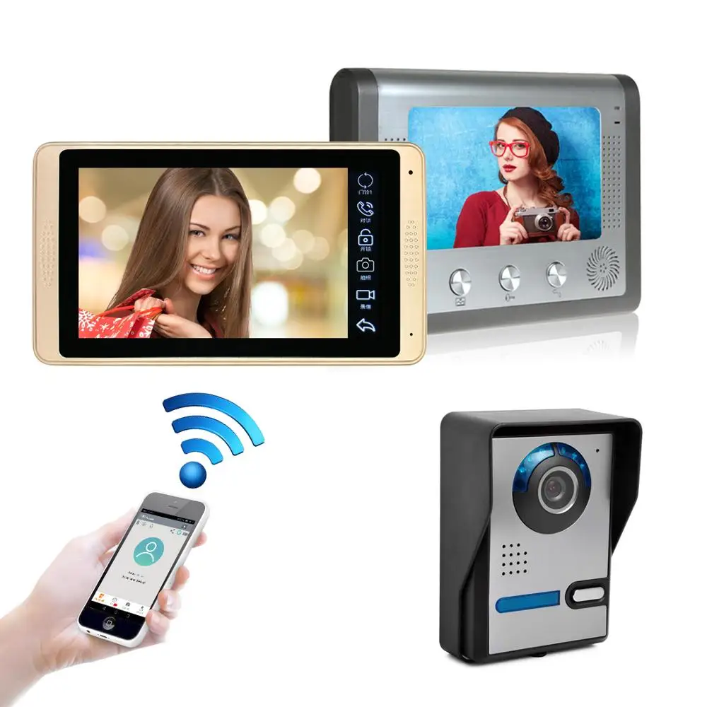 DIY 7 Inch WiFi Smart Wired Video Entry Door Phone Intercom System with Rainproof Security Camera Door Bell Night vision