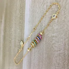 Бренд, Стерлинговое Серебро 925 пробы, HF ювелирные изделия, блестящий Радужный Браслет для женщин, 5 цветов, круглые бусины, круглые браслеты, mujer, подарок для девушек