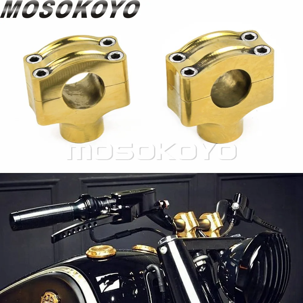 Solid Brass 1” 25.4mm Handlebar Riser Retro Rough Craft Handle Bar Mount for Harley XL883 XL1200 Sportster Cafe Racer Scrambler