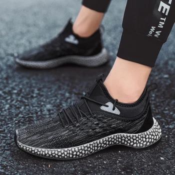 

Rommedal mens running shoes fly weave lightweight comfy sneakers lace up non-slip breathable male shoes new fashion tennis homme