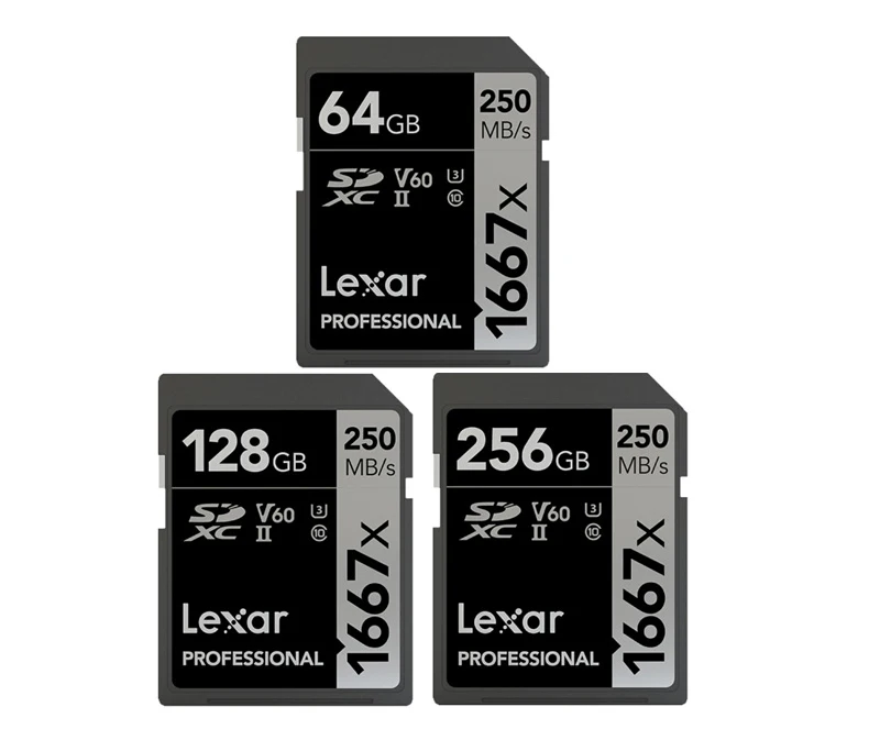 Lexar 1667X SD высокоскоростная карта Макс 250 МБ/с./с 64 Гб 128 ГБ 256 Гб карта памяти класс 10 UHS-II U3 SDHC SDXC Для 3D 4K HD видео камеры