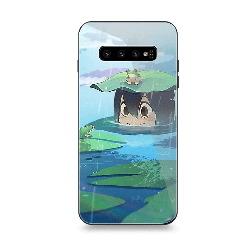 Phone Case Glass for Samsung A70 A50 A30 A40 A20 A60 A10 S7 Edge S8 S9 S10 Plus Note 8 9 Cover Asui Tsuyu