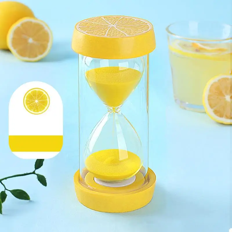 Песочные часы 15/30/60 минут песочные часы фрукты таймер часы могут быть использованы как стол украшения Офис Украшение стола, подарки для детей - Цвет: Lemon