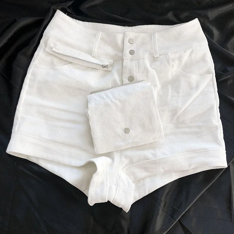 Hugcitar 2019 хлопок карман молнии лоскутное сексуальные шорты Осенние женские модные уличные Клубные наряды