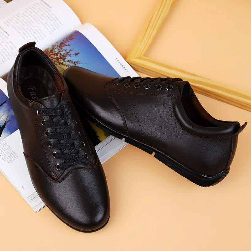 Spring Autumn New Hot Fashion Men Lace-up Leather Casual Shoes Trend Shoes Cool Loafers Flats Size37-47 Black Leather Flats %