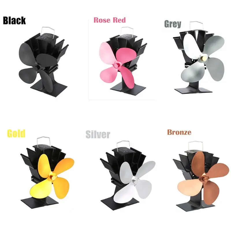 

1pc 4 Blades Heat Powered Stove Fan Aluminum Silent Quiet Eco-Friendly for Wood Log