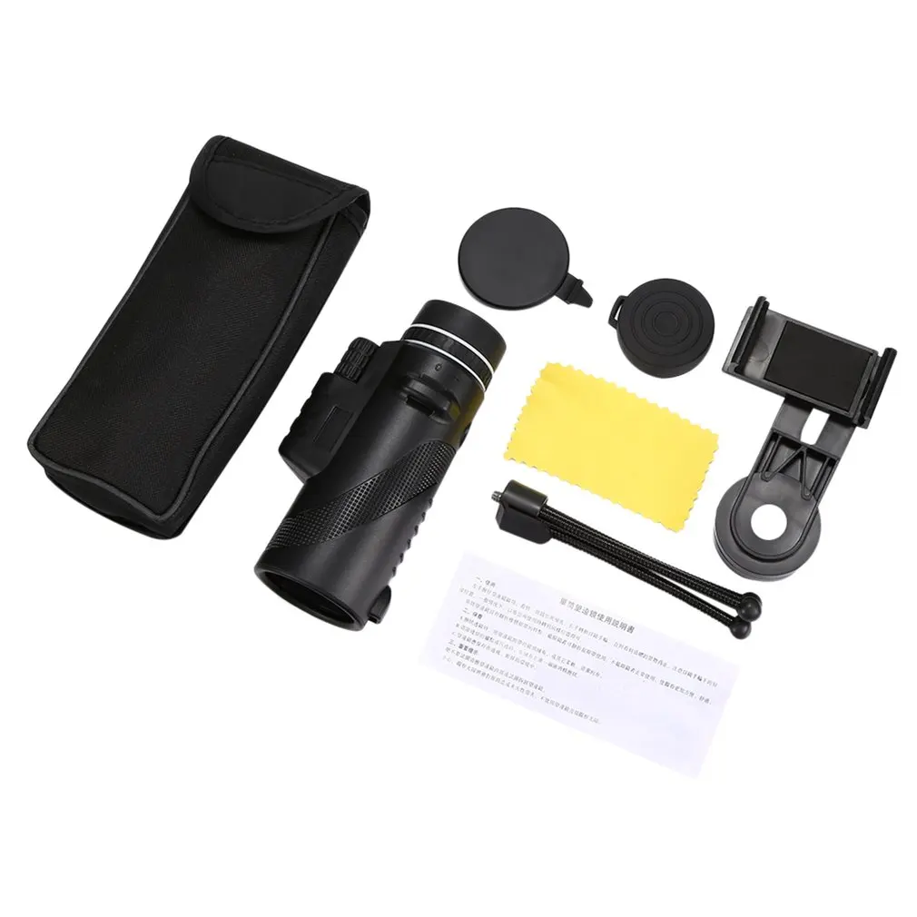 Telescope 40*60 Monoculars Low-Light Visual High-Definition High-Speed Mobile Telescope Professional Fashion Portable - Цвет: universalclip tripod