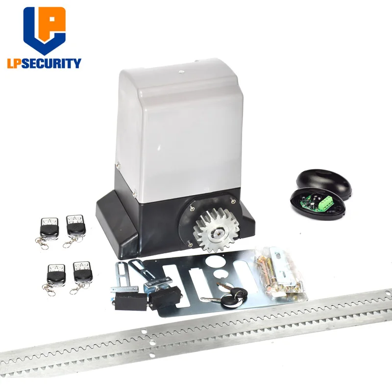 LPSECURITY 220VAC раздвижной мотор для ворот 1000 кг+ 2 пульта дистанционного управления+ 4 метра зубчатой стойки