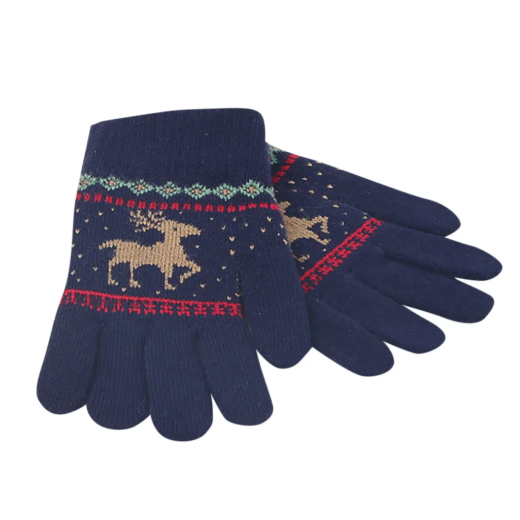 Детские кашемировые перчатки, рождественские варежки с оленем, Детские Зимние теплые толстые вязаные перчатки для девочек и мальчиков, Детские милые перчатки# T5P