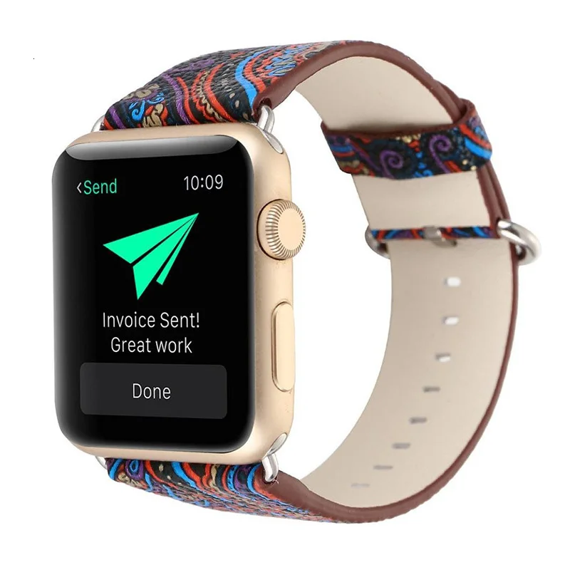 Пояса из мм натуральной кожи петля для Apple Watch группа 42 мм iwatch Национальный стиль ремешок мм 38 для женщин браслет с адаптером разъем