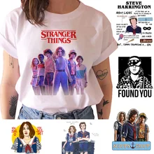 Очень странные дела футболка Для женщин сезон 3 новая футболка Ullzang 90s Забавный вверх ногами Графические футболки женские футболки с забавным принтом с героями мультфильмов