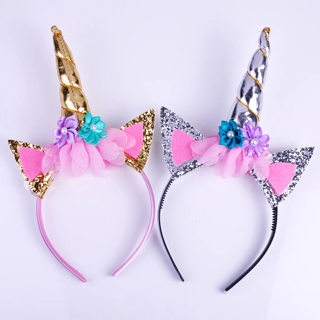 Magical Unicorn Horn Ear Headband  Hair Headwear for Costume Fancy Decor Cosplay