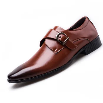 

Men Buckle Formal Leather Shoes Quality Brand Mens Dress Oxfords Shoes Square Toe Male Office Shoes Drop Shipping