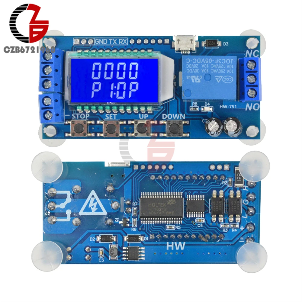 UART ttl Micro USB реле времени задержки модуль DC 6-30 в цикл реле времени Высокий Низкий уровень триггер таймер цифровой ЖК-дисплей