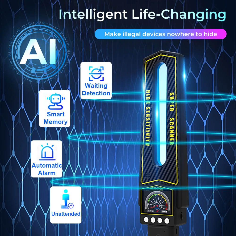 Anti candid mini bug camera handheld GPS One key smart detector 3D AI detection smart detection interference signal instrument hidden camera detector infrared camera detector camera detector signal detector