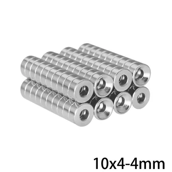 

10~1000PCS 10x4-4 Stong Permanent NdFeB Strong Magnets 10x4 mm Hole 4 mm Round Countersunk Neodymium Magnetic Magnet 10*4-4 10*4