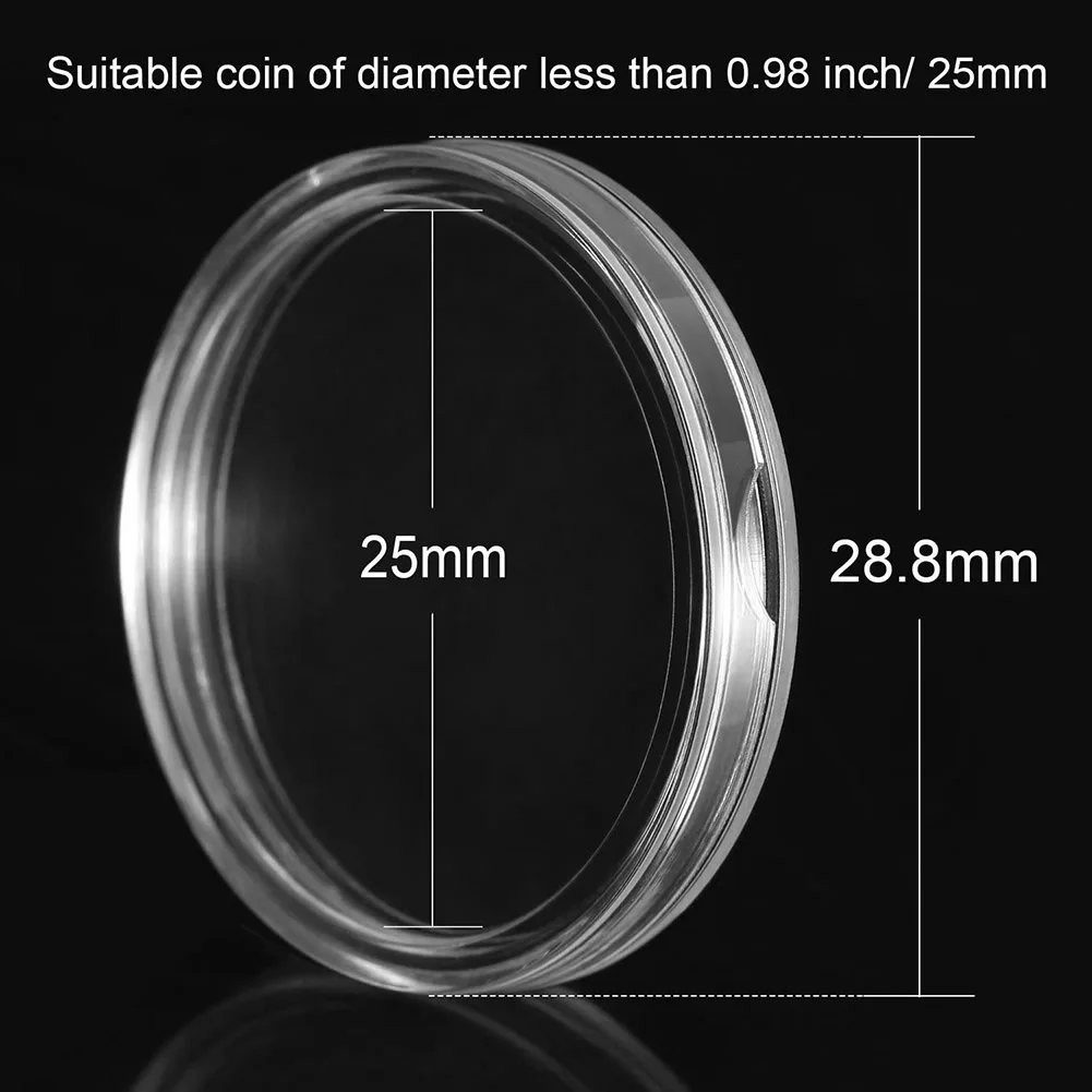 100Pcs-25mm-Portable-Durable-Round-Shaped-Souvenir-Coin-Capsules-Protective-Case.jpg 100Db 25 Mm -Es Hordozható, Tartós, Kerek Alakú Ajándékkapszulák Védő Tok - Image 6