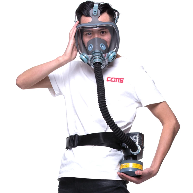 

Long Tube Gas Mask Chemical Respirator 3 Interface Full Cover Electric Air Supply with Filter Work Full Face Mask