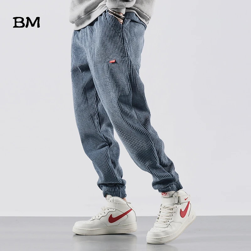 

Corduroy Trousers Slim hip hop Men Casual Pants Streetwear Fashions Black Jogger Pants Korean Style Clothes 2019 Clothing male