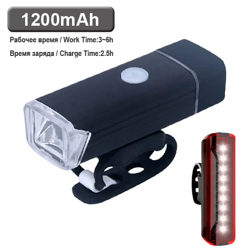 NEWBOLER велосипедный фонарь USB светодиодный перезаряжаемый набор для горного цикла Передняя Задняя фара Яркий велосипедный передний фонарь - Цвет: Black Set