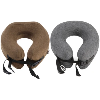 

2pcs U Shape Memory Foam Travel Neck Pillow Foldable Head Neck Chin Support Cushion for Car Office - Dark gray & Coffee