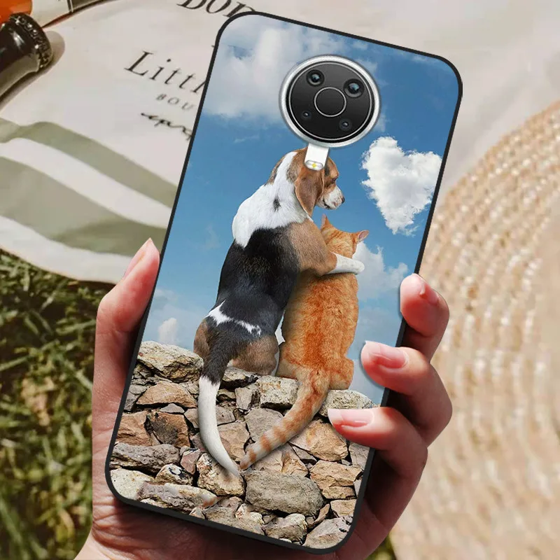 Cat and Wolf Painted Soft Silicone Phone Case - Artistic Back Cover Design