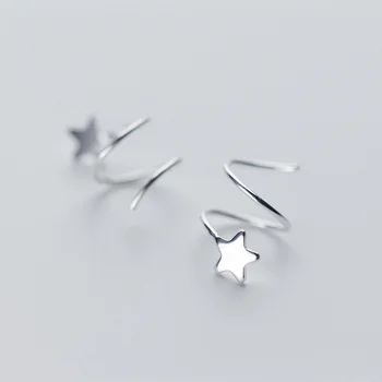 

Allergy-free 925 Sterling Silver Star Stud Earrings for Women Rotating Circle Wave Pendientes Spring Earing Femme Korean Jewelry