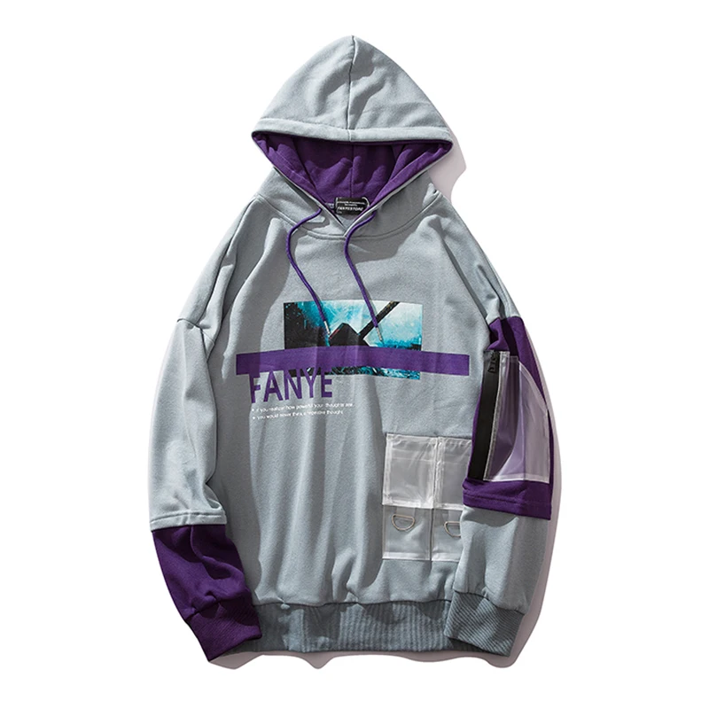 

Letter Print pattern Hoodies Man/Women Couples Streetwear Hip Hop Hit Color Patchwork Casual Loose Hooded Top 2019 Autumn