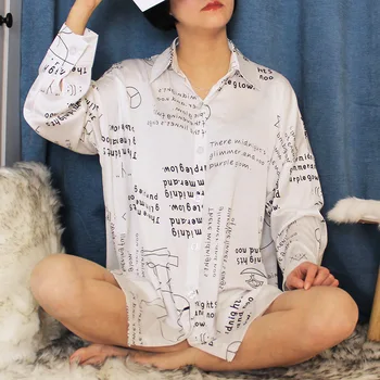 

White Women Sleepwear Nightdress Print Summer New Home Dressing Gown Nightgown Sexy Long Sleeve Nightwear Intimate Lingerie