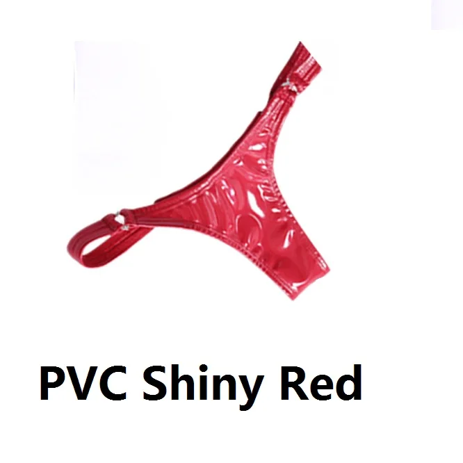Сексуальные женские латексные трусики-стринги с низкой посадкой, блестящие сексуальные трусики-стринги из ПВХ, женские стринги с Т-образным ремешком, Эротическое белье для сцены - Цвет: PVC Shiny Red