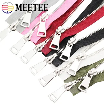 

1pc 5# Double-slider Metal Zipper Down Jacket Silver Open-end Zippers for Sewing DIY Garment Accessories Tailor Tools