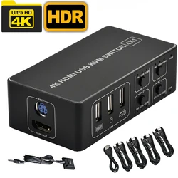 Commutateur KVM 4x1 4K/2K/60HZ, HDMI, 4 ports USB, HDCP 2.2, contrôleur de bureau pour ordinateur portable, windows et mac 