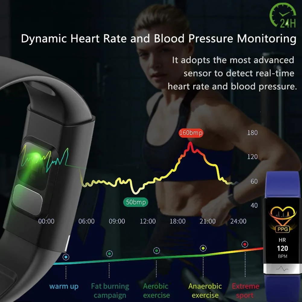V19 ECG Bluetooth4.0 Heart Rate Blood Pressure Sleep Monitoring Smart Bracelet USB Port Charging Smart Bracelet