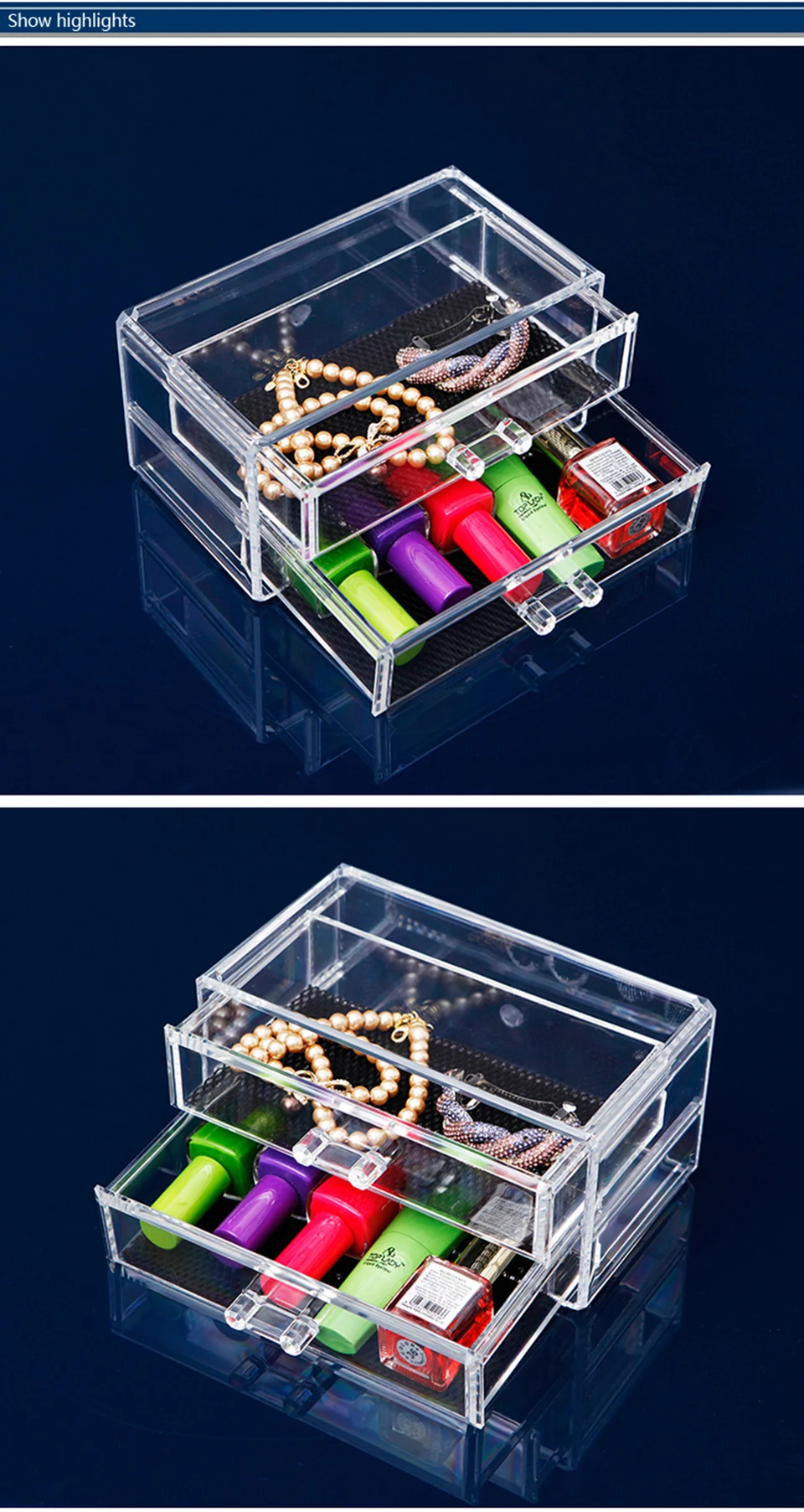 Прозрачный чехол для макияжа, косметический Органайзер, держатель для губной помады, акриловая коробка для хранения ювелирных изделий