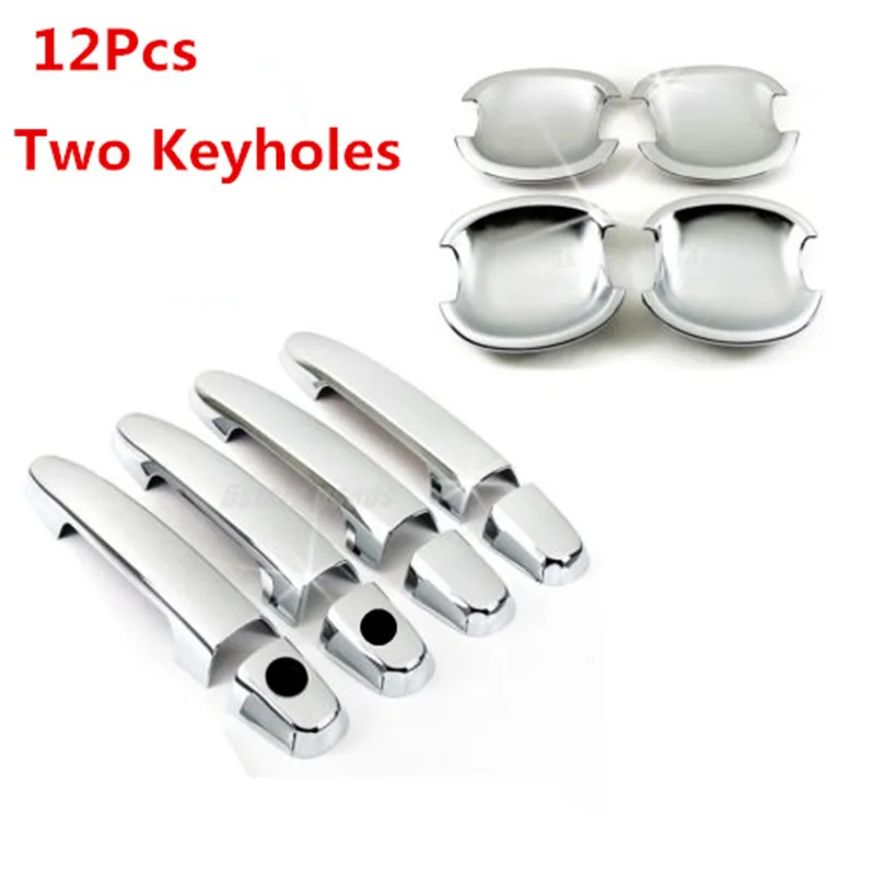 Дверная ручка крышка чаши отделка хром Стайлинг для Toyota Corolla 2003-2013/RAV4/Camry/Highlander/Matrix RAV4 Yaris Scion - Цвет: 12Pcs 2 Keyholes