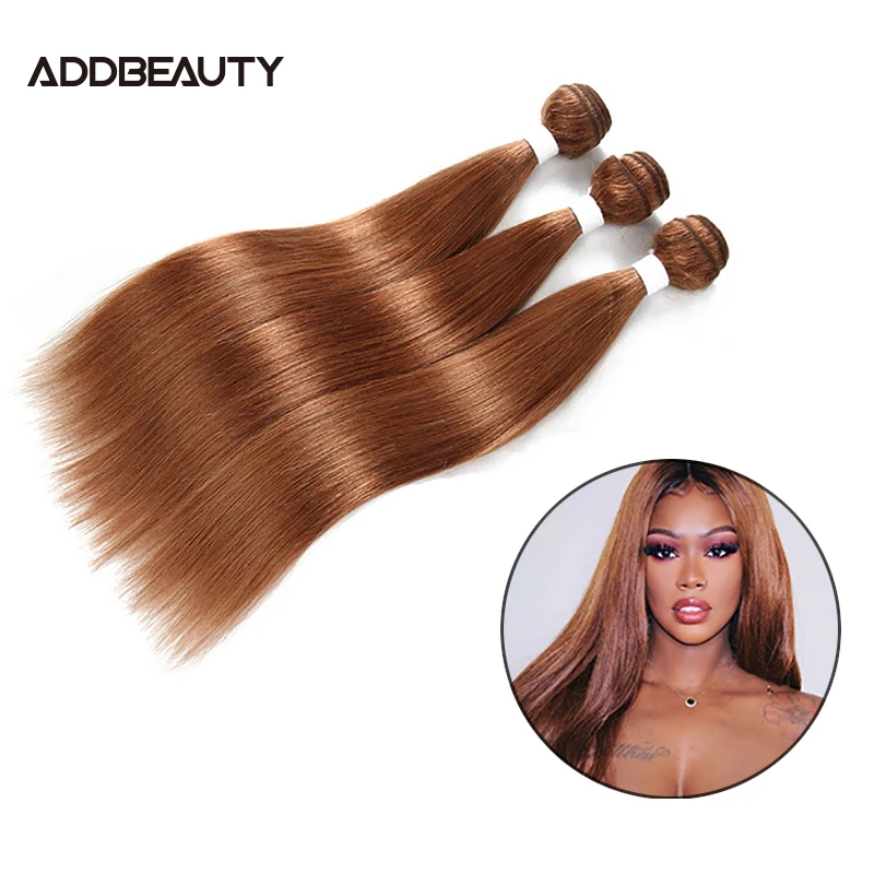 

Colored Brazilian Straight Human Hair Weaves Bundles Addbeauty Remy Human Hair Extensions Hair Weft #613/#33/#30/#27/#99J/#BURG